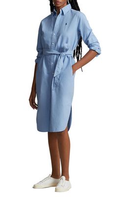 Ralph Lauren Long Sleeve Cotton Oxford Shirtdress in Light Blue