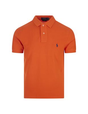 Ralph Lauren Orange And Blue Slim-fit Piquet Polo Shirt