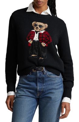 Ralph Lauren Polo Bear Cotton Crewneck Sweater in Polo Black
