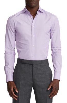 Ralph Lauren Purple Label Aston End on End Solid Cotton Button-Up Shirt in Lavender