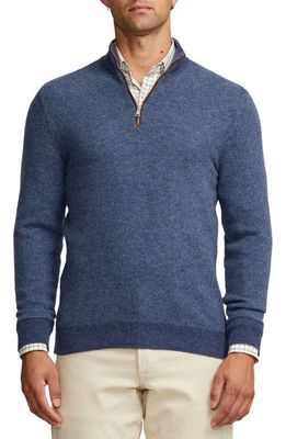 Ralph Lauren Purple Label Bird's Eye Cashmere Quarter Zip Sweater in Supply Blue Multi