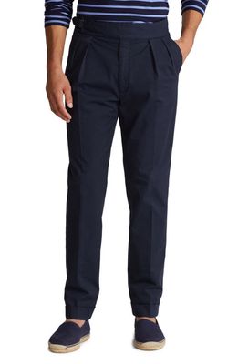Ralph Lauren Purple Label Byron Pleated Stretch Cotton Trousers in Classic Chairman Navy