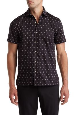 Ralph Lauren Purple Label Capri Geometric Print Cotton Twill Shirt in Black/Tan