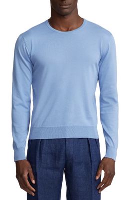 Ralph Lauren Purple Label Cotton Crewneck Sweater in Cornflower Blue