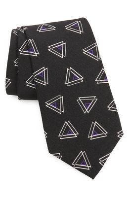 Ralph Lauren Purple Label Deco Triple Triangle Silk Tie in Black/Off White/Purple