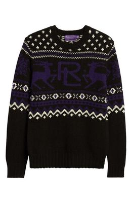 Ralph Lauren Purple Label Fair Isle Cashmere Sweater in Cls Blk W/Lux Crm And Zm Purp