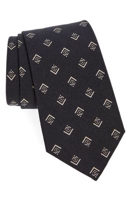 Ralph Lauren Purple Label Geometric Deco Print Silk Tie in Black