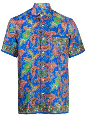 Ralph Lauren Purple Label graphic-print short-sleeve silk shirt - Blue