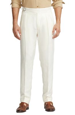 Ralph Lauren Purple Label Gregory Flat Front Silk & Linen Canvas Trousers in Classic Cream