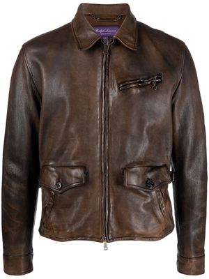 Ralph Lauren Purple Label Hugh leather jacket - Brown