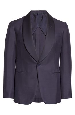 Ralph Lauren Purple Label Kent Shawl Collar Silk Shantung Blazer in Navy