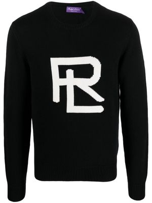 Ralph Lauren Purple Label logo-intarsia wool jumper - Black