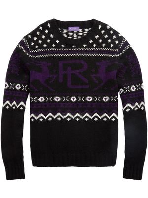 Ralph Lauren Purple Label patterned-knit cashmere jumper - Black