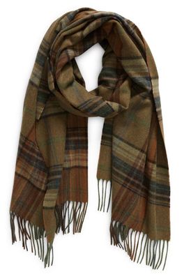 Ralph Lauren Purple Label Plaid Cashmere Blanket Scarf in Taupe Multi