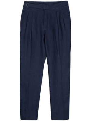 Ralph Lauren Purple Label pleated linen tapered trousers - Blue