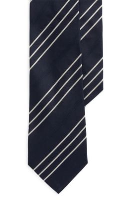 Ralph Lauren Purple Label Stripe Silk Tie in Navy