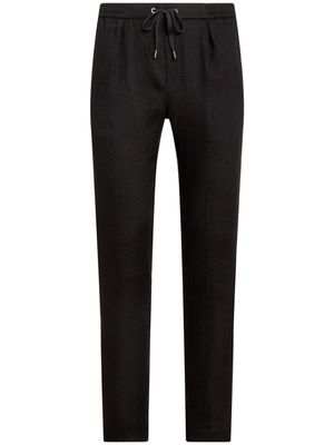 Ralph Lauren Purple Label tapered-leg drawstring linen trousers - Black
