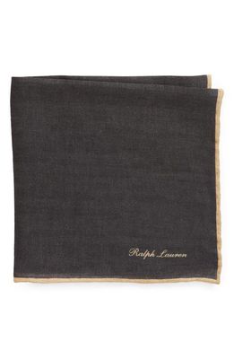 Ralph Lauren Purple Label Tipped Linen Pocket Square in Black/Tan