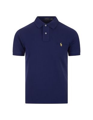 Ralph Lauren Royal Blue And Yellow Slim-fit Piquet Polo Shirt