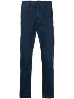 Ralph Lauren RRL herringbone-pattern slim-cut cotton trousers - Blue