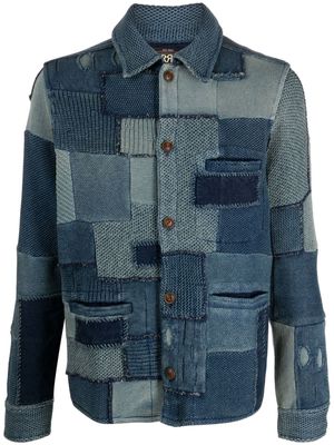 Ralph Lauren RRL knitted patchwork shirt jacket - Blue