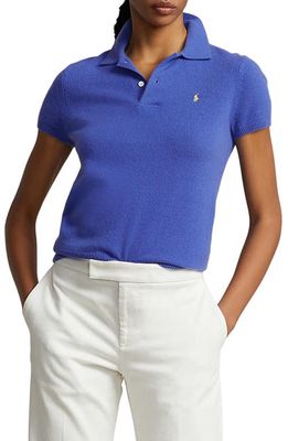 Ralph Lauren Short Sleeve Cashmere Polo Sweater in Maidstone Blue