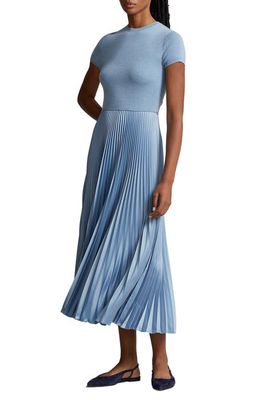 Ralph Lauren Short Sleeve Pleat Dress in Chambray Blue