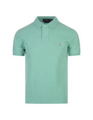 Ralph Lauren Sunset Green And Pink Slim-fit Piquet Polo Shirt