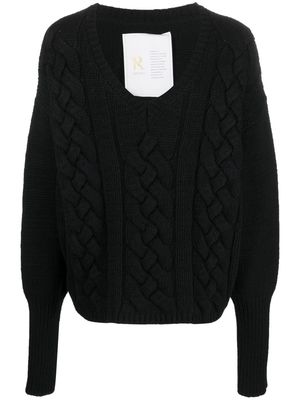Ramael cable-knit V-neck sweater - Black