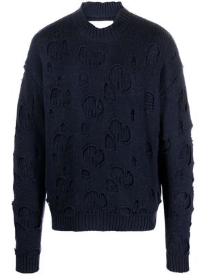 Ramael distressed knitted sweater - Blue