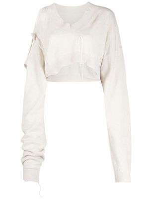 Ramael open-sleeve cropped jumper - White