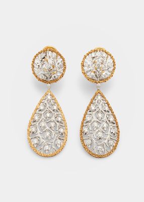 Ramage Yellow/White Gold Diamond Teardrop Pendant Earrings