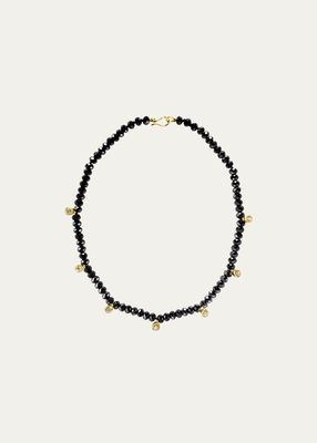 Ramona Necklace in 18K Solid Yellow Gold with Black Spinel and Top Wesselton VVS Diamonds