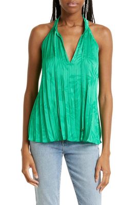 Ramy Brook Alex Pleated Sleeveless Blouse in Garden Green Island Palm