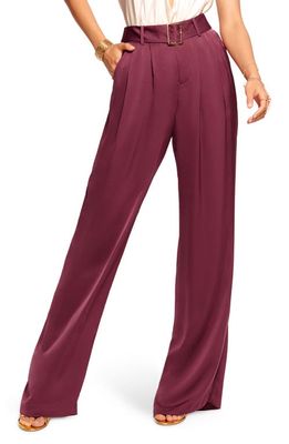 Ramy Brook Amaya Belted Satin Pants in Cabernet