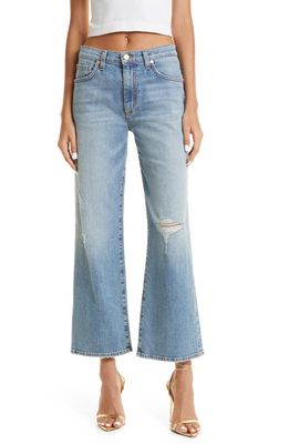Ramy Brook Angela Ripped Crop Flare Jeans in Distressed Light Wash