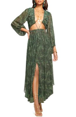 Ramy Brook Antonia Print Long Sleeve Maxi Dress in Jewel Green Leopard