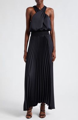 Ramy Brook Arina Pleated Maxi Dress in Black