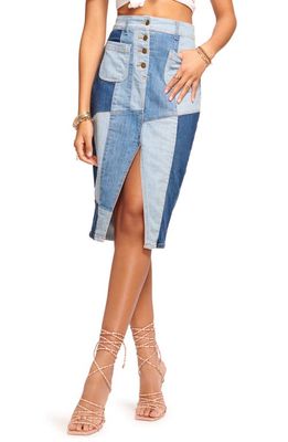 Ramy Brook Bellami Denim Patchwork Skirt in Patchwork Denim