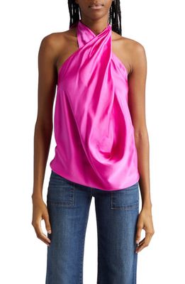 Ramy Brook Convertible Stretch Silk Charmeuse Top in Electric Pink