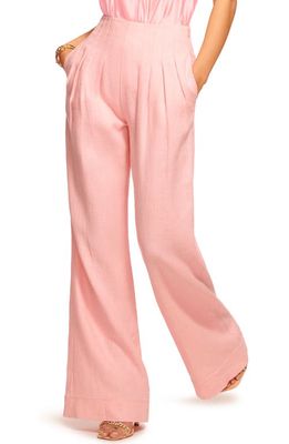 Ramy Brook Dalia Pleated Wide Leg Pants in Pink Tulip