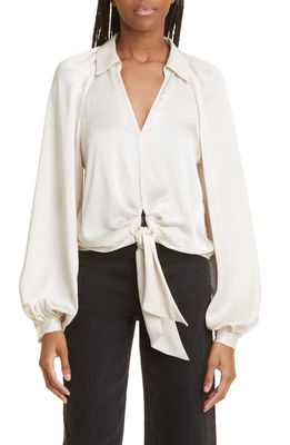 Ramy Brook Emily Balloon Sleeve Satin Top in Bone