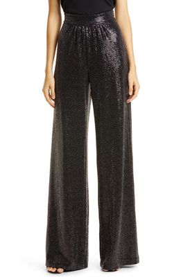 Ramy Brook Gavin Sequin Wide Leg Pants in Black