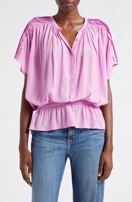Ramy Brook Giana Smock Waist Top in Pink Orchid