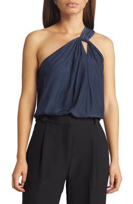Ramy Brook Junie One-Shoulder Cutout Blouse in Navy