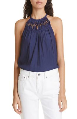 Ramy Brook Katie Chain Link Halter Top in Spring Navy