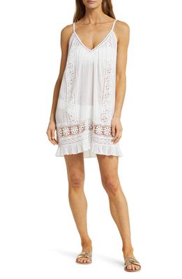 Ramy Brook Laylah Broderie Anglaise Trim Cotton Cover-Up Minidress in White