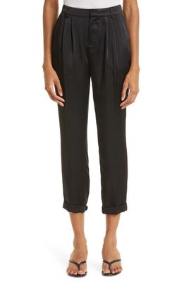 Ramy Brook Madelyn Cuffed Crop Satin Pants in Black