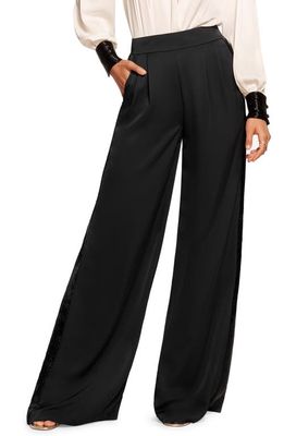 Ramy Brook Malia Wide Leg Tuxedo Pants in Black