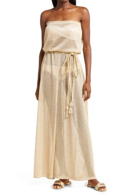 Ramy Brook Maya Metallic Strapless Cover-Up Maxi Dress in Gold - Luxe Knit